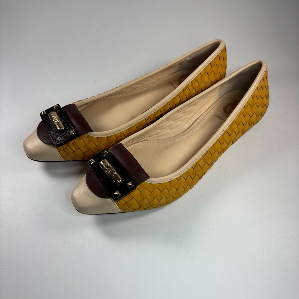 Vero‎ Cuoio Elegant Yellow and Cream Women's Flats size 7M all leather - Picture 2 of 7